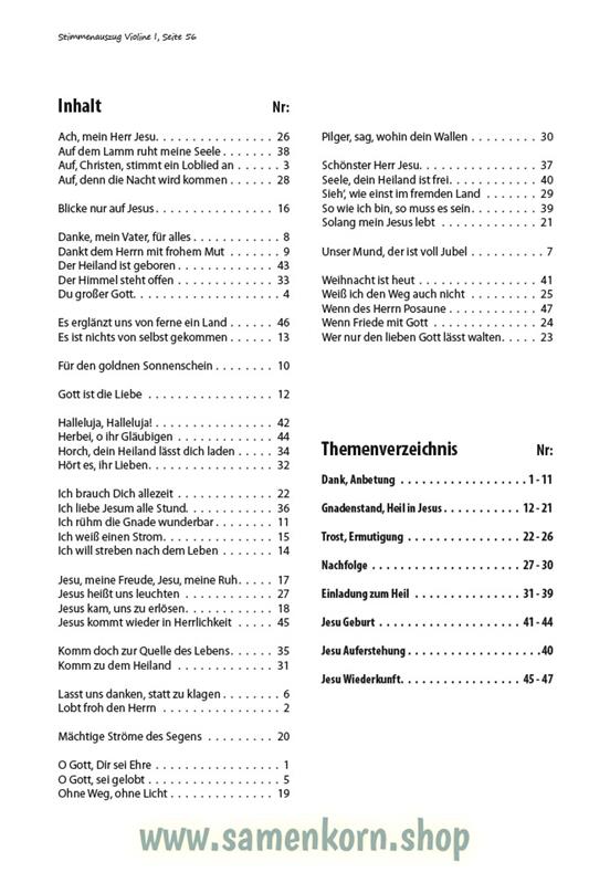 Lobt froh den Herrn / Stimmenauszüge I.Violine / Noten