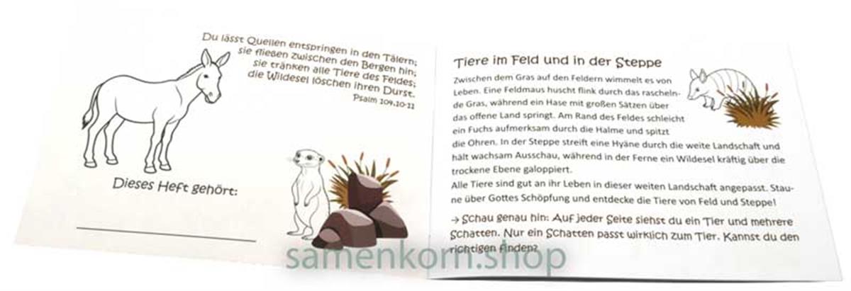 Mini-Rätselheft - Tiere im Feld und in der Steppe  / Heft