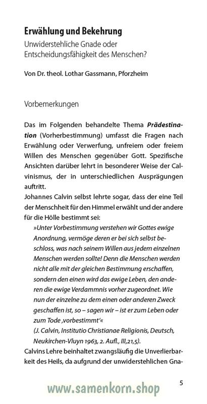 Erwählung und Bekehrung, Band 28 Reihe Orientierung / Heft