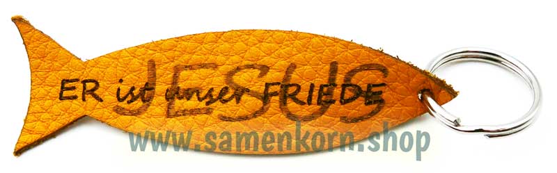 Schlüsselanhänger Echtleder "Fisch", gelb