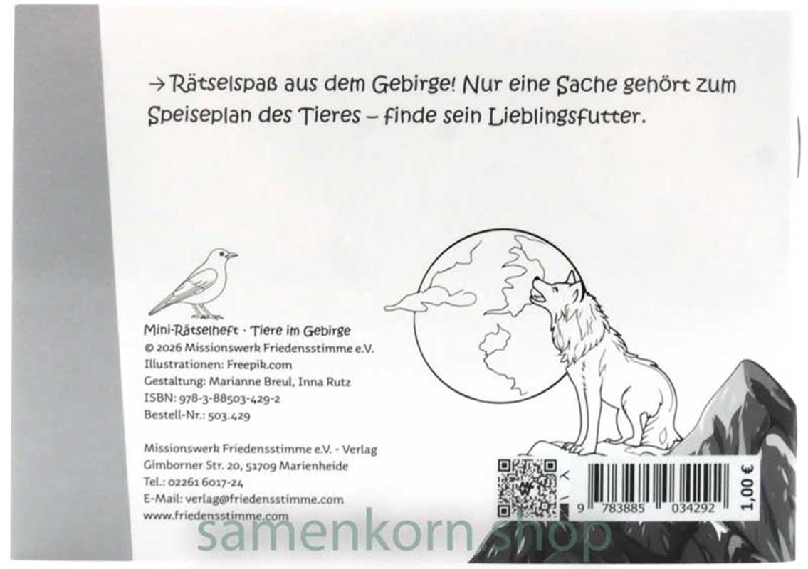 Mini-Rätselheft - Tiere im Gebirge  / Heft