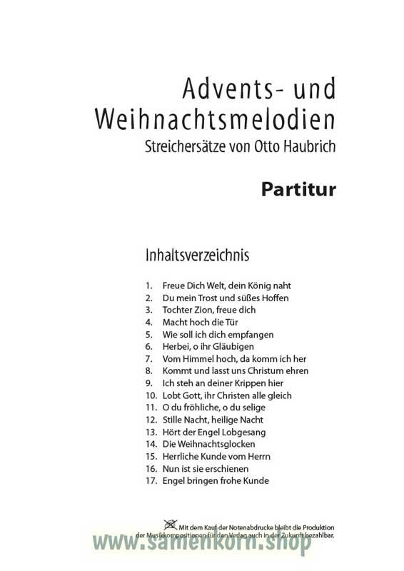 Advents- und Weihnachtsmelodien / Partiturenheft