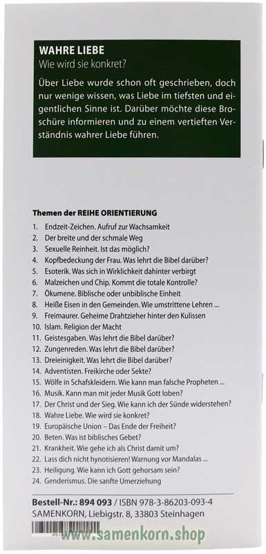 Wahre Liebe, Band 18  Reihe Orientierung / Heft