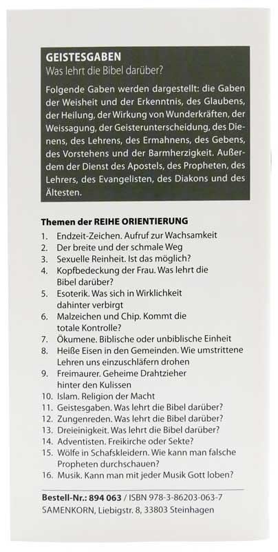 Geistesgaben, Band 11  Reihe Orientierung / Heft