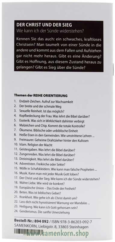 Der Christ und der Sieg, Band 17  Reihe Orientierung / Heft