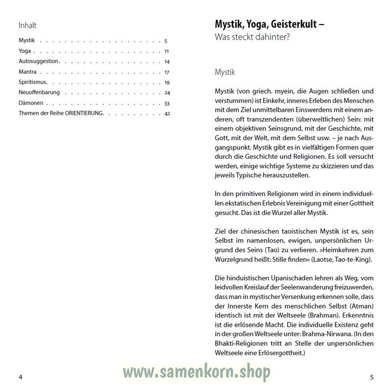 Mystik, Yoga, Geisterkult, Band 39  Reihe Orientierung / Heft