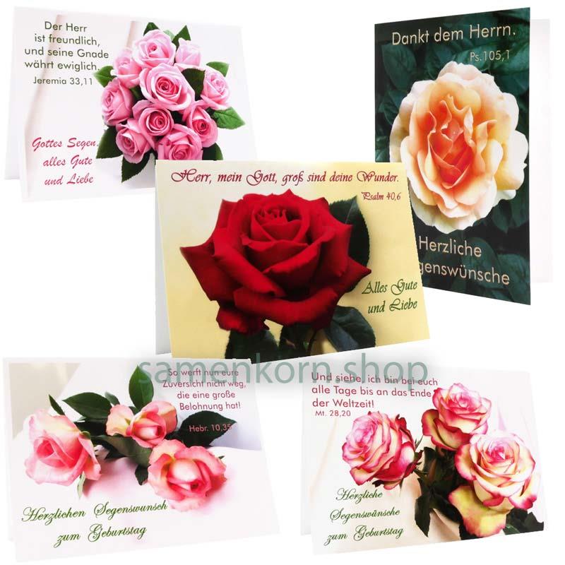 Doppelkarten zum Geburtstag / Set "Rosen 1" 5 Karten