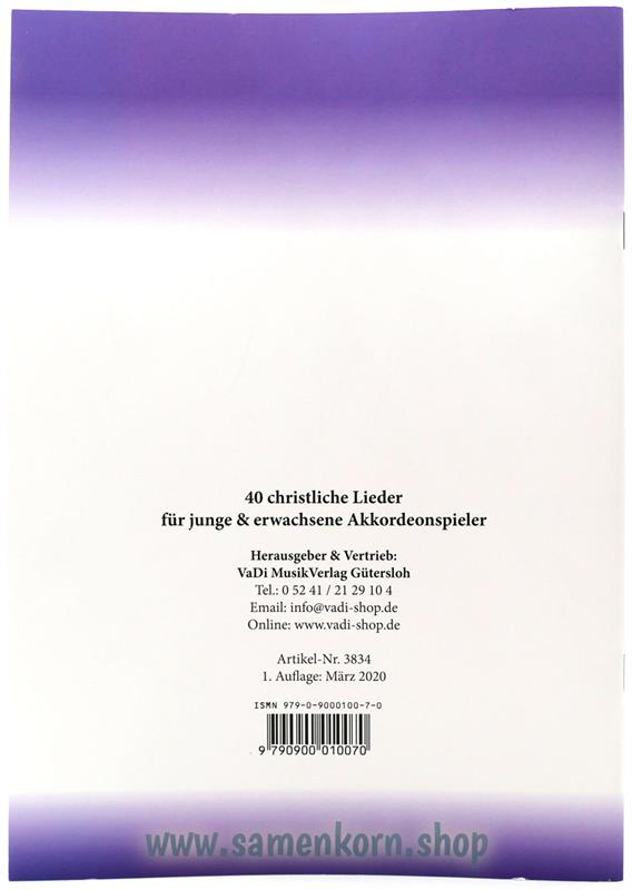 40 christliche Lieder für junge & erwachsene Akkordeonspieler / Heft