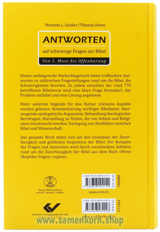 Antworten auf schwierige Fragen zur Bibel / Buch