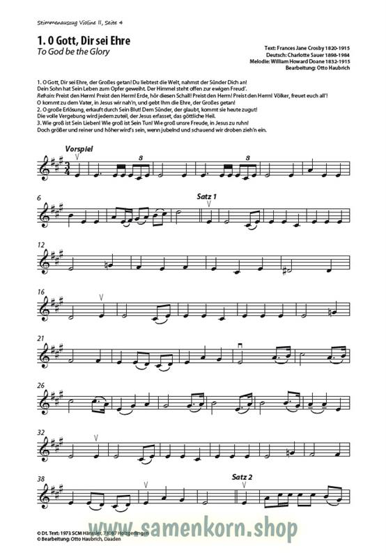 Lobt froh den Herrn / Stimmenauszüge II.Violine / Noten