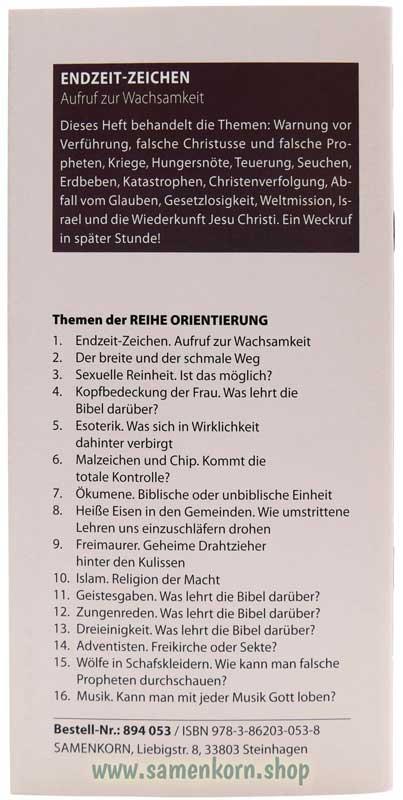 Endzeit-Zeichen, Band 1 Reihe Orientierung / Heft