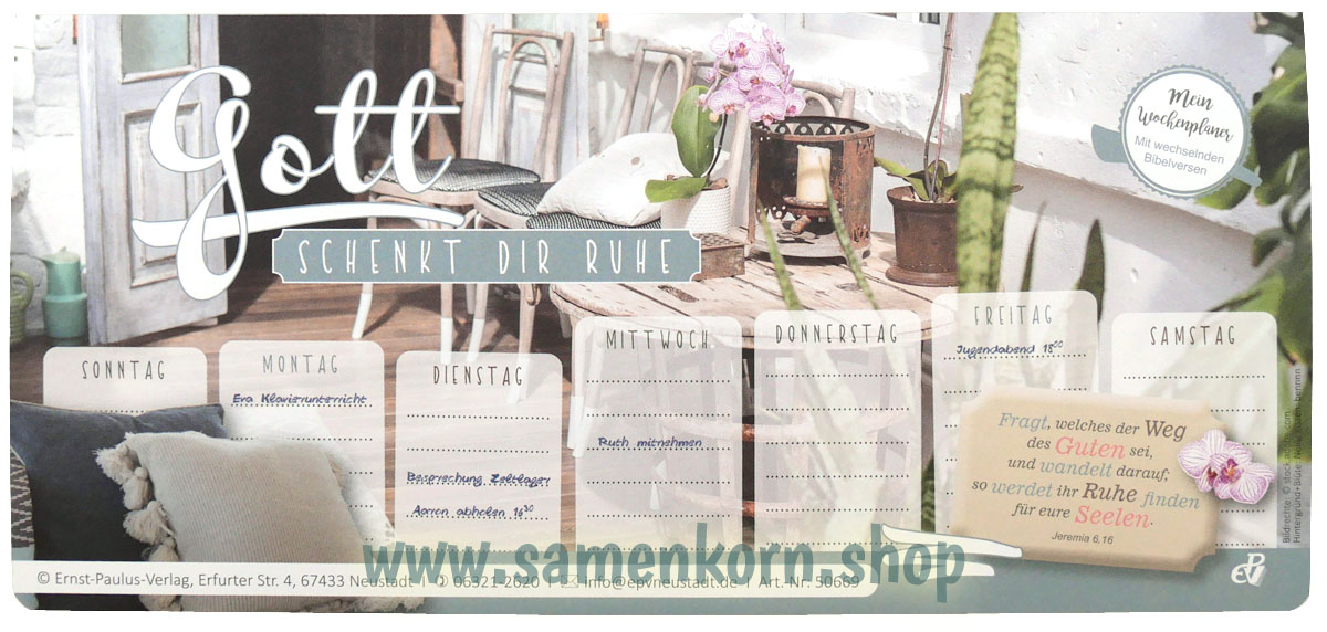 Mein Wochenplaner "Gott schenkt dir Ruhe"