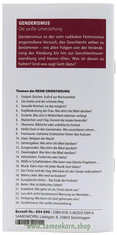 Genderismus, Band 24  Reihe Orientierung / Heft