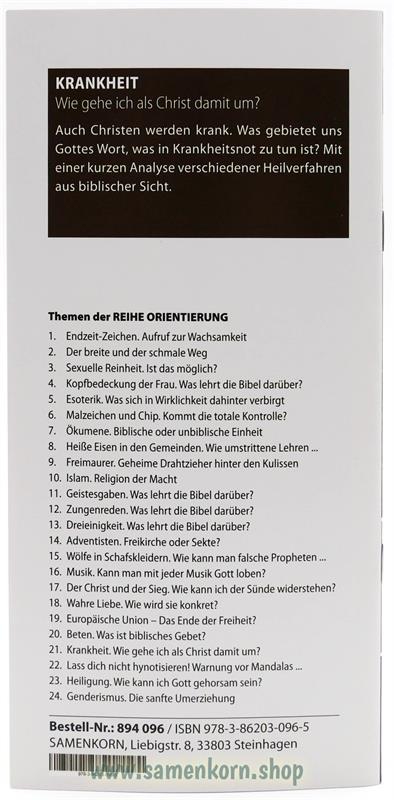Krankheit, Band 21  Reihe Orientierung / Heft