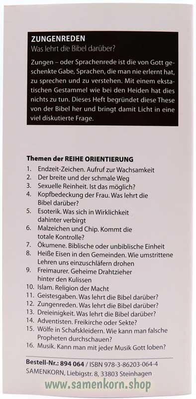 Zungenreden, Band 12  Reihe Orientierung / Heft