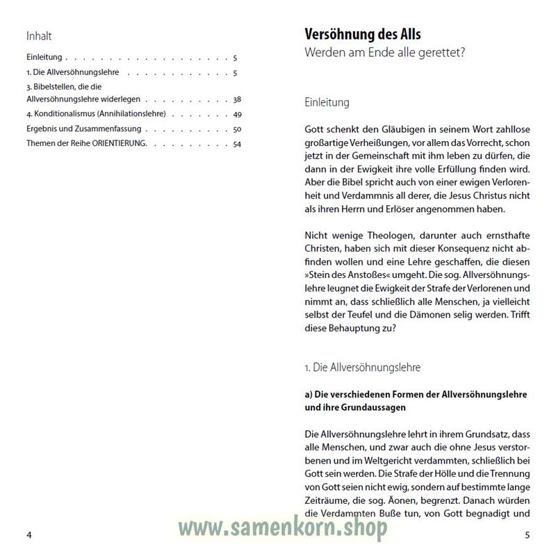 Versöhnung des Alls, Band 34  Reihe Orientierung / Heft